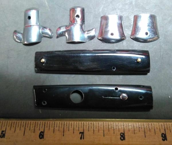 Item #055- Matching Horn Handles and Bolsters for 9 Inch Made In Italy Switchblade Item #055- Matching Horn Handles and Bolsters for 9 Inch Made In Italy Switchblade