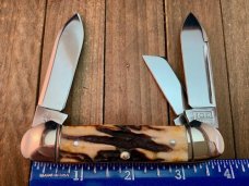 Queen Cutlery Gunboat Canoe #64 Joe Pardue Design Presentation Grade Stag D2 Blades 