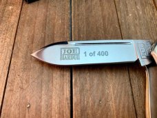 Queen Cutlery Gunboat Canoe #64 Joe Pardue Design Presentation Grade Stag D2 Blades 