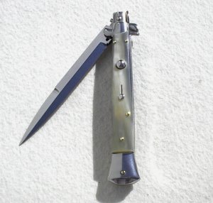 NEW FRANK BELTRAME 11" SWITCHBLADE GENUINE BRAZILIAN HORN BAYONET BLADE ITALIAN STILETTO