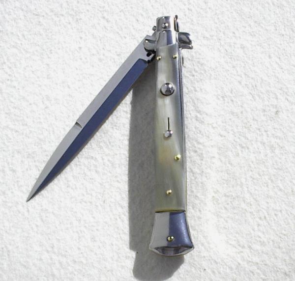 NEW FRANK BELTRAME 11" SWITCHBLADE GENUINE BRAZILIAN HORN BAYONET BLADE ITALIAN STILETTO NEW FRANK BELTRAME 11" SWITCHBLADE GENUINE BRAZILIAN HORN BAYONET BLADE ITALIAN STILETTO