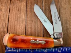 Queen City Cutlery Jumbo Trapper Burnt Orange Smooth Bone 1 of 100