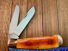 Queen City Cutlery Jumbo Trapper Burnt Orange Smooth Bone 1 of 100
