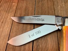 Queen City Cutlery Jumbo Trapper Burnt Orange Smooth Bone 1 of 100