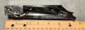 Large Slender Extender Switchblade with Blk/Wht Horn Handles