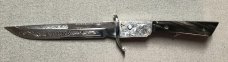 Large Slender Extender Switchblade with Blk/Wht Horn Handles