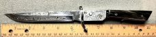 Large Slender Extender Switchblade with Blk/Wht Horn Handles