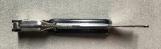 Large Slender Extender Switchblade with Blk/Wht Horn Handles
