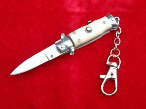 3-3/4"  Wasp Body Ivory handle Stiletto keychain Switchblade Knife 