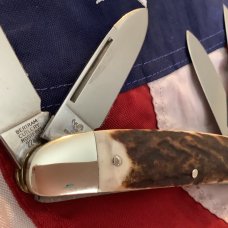 Hen & Rooster -Bertram Cutlery Large TOBACCO Congress w/ Super Stag Handles
