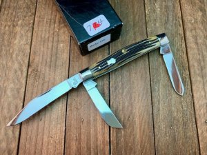 Queen Small Stockman 26 Dan Burke Collaboration Winterbottom Bone Stainless Blades 