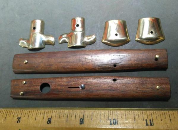Item #042-Matching White Wood Handles and Brass Bolsters for 13 Inch SKM Switchblade Item #042-Matching White Wood Handles and Brass Bolsters for 13 Inch SKM Switchblade