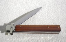 NEW A.G.A. ITALIAN 9" AUTOMATIC DOMINUS EXOTIC COCOBOLO WOOD NICKEL SILVER BOLSTERS LEVER LOCK-BOX 