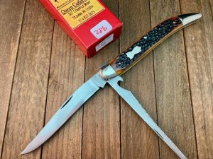 Queen City Cutlery Fish Knife #46 Amber Jigged Bone