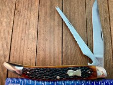 Queen City Cutlery Fish Knife #46 Amber Jigged Bone