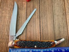 Queen City Cutlery Fish Knife #46 Amber Jigged Bone