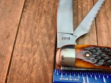 Queen City Cutlery Fish Knife #46 Amber Jigged Bone