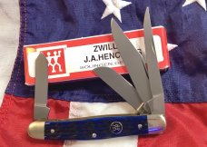 J A Henckels 4 Blade StockmaN with Blue Bone Handles! NOS & M/NM in Orig box