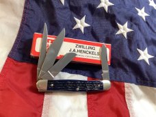 J A Henckels 4 Blade StockmaN with Blue Bone Handles! NOS & M/NM in Orig box