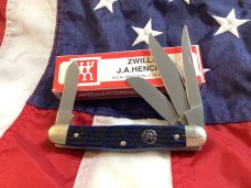 J A Henckels 4 Blade StockmaN with Blue Bone Handles! NOS & M/NM in Orig box