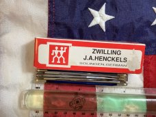 J A Henckels 4 Blade StockmaN with Blue Bone Handles! NOS & M/NM in Orig box