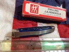 J A Henckels 4 Blade StockmaN with Blue Bone Handles! NOS & M/NM in Orig box