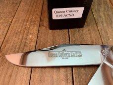 Queen Cutlery Folding Hunter #39 Amber Carved Stag Bone ACSB 