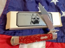 Bulldog Brand Single Blade Swing Guard / Cheetah Knife w/ Red Sparkle Handles