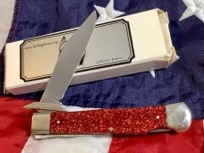 Bulldog Brand Single Blade Swing Guard / Cheetah Knife w/ Red Sparkle Handles