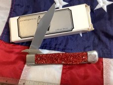 Bulldog Brand Single Blade Swing Guard / Cheetah Knife w/ Red Sparkle Handles