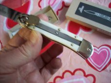 Hubertus Knife Solingen, Germany Size 10 Medium Clip-Point White Bone NIB