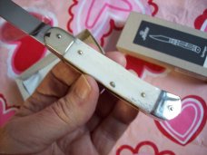 Hubertus Knife Solingen, Germany Size 10 Medium Clip-Point White Bone NIB