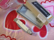 Hubertus Knife Solingen, Germany Size 10 Medium Clip-Point White Bone NIB