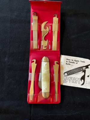 Cracked Ice Celluloid Imperial Advertising Multi Tool Pocket Knife Set