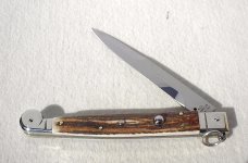 NEW AGA CAMPOLIN 12" AUTO ITALIAN SICILIANO FIGHTING KNIFE GENUINE STAG 4 MIL BLADE N/S BOLSTER