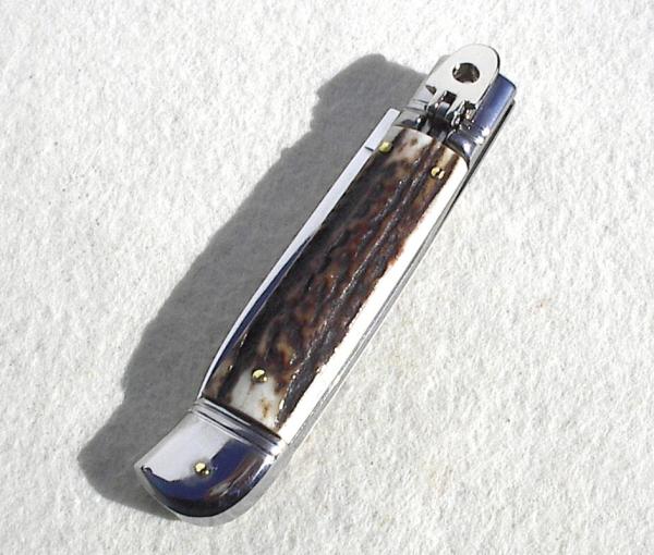 NEW OLD STOCK AKC 8" ITALIAN SWITCHBLADE GENUINE STAG LEVER LOCK NEW OLD STOCK AKC 8" ITALIAN SWITCHBLADE GENUINE STAG LEVER LOCK