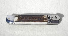 NEW OLD STOCK AKC 8" ITALIAN SWITCHBLADE GENUINE STAG LEVER LOCK 