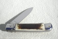 NEW OLD STOCK AKC 8" ITALIAN SWITCHBLADE GENUINE STAG LEVER LOCK 