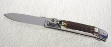 NEW OLD STOCK AKC 8" ITALIAN SWITCHBLADE GENUINE STAG LEVER LOCK 