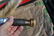 Alfred Williams 10 1/2" Camp Knife Stacked leathe Stag Pommel Double Fullers Threaded Tang Sheath