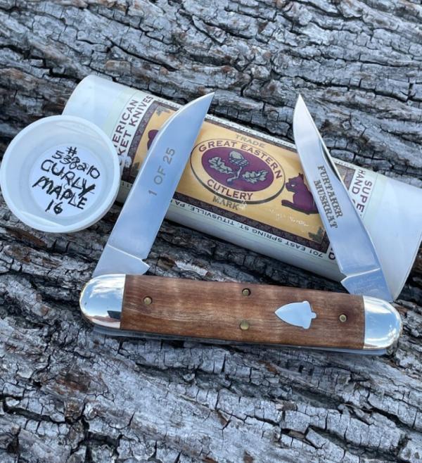 GEC ** 538210 AMERICAN CURLY MAPLE FURTAKER EQUAL END CIGAR #16 OF 25 KNIFE GEC ** 538210 AMERICAN CURLY MAPLE FURTAKER EQUAL END CIGAR #16 OF 25 KNIFE