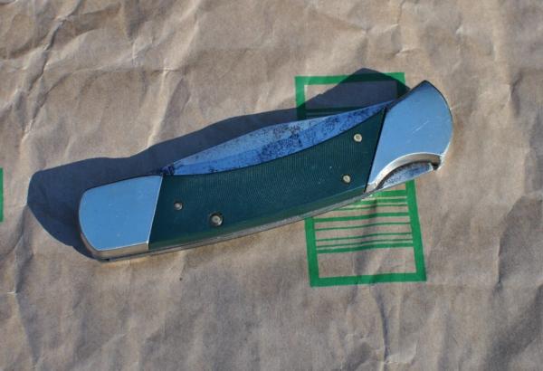 Colonial Lock Back Large 5" Closed Green Saw Cut Delrin No Sign Of Use 110 Style Nickel Bolsters Colonial Lock Back Large 5" Closed Green Saw Cut Delrin No Sign Of Use 110 Style Nickel Bolsters
