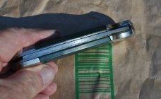 Colonial Lock Back Large 5" Closed Green Saw Cut Delrin No Sign Of Use 110 Style Nickel Bolsters