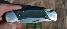 Colonial Lock Back Large 5" Closed Green Saw Cut Delrin No Sign Of Use 110 Style Nickel Bolsters