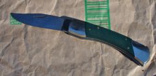 Colonial Lock Back Large 5" Closed Green Saw Cut Delrin No Sign Of Use 110 Style Nickel Bolsters