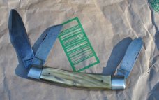 Eig Cutlery Italy 5" Primium Stockman 3 Blades Pinned Shield Huge 5" Closed Nickel Bolsters Brass Ln