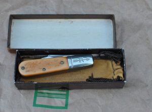 Russell Barlow 2 Blade Commerative 1875-1975 Mint Box Pouch Made By Schrade With 4 Didgit Serial #