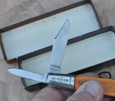 Russell Barlow 2 Blade Commerative 1875-1975 Mint Box Pouch Made By Schrade With 4 Didgit Serial # 
