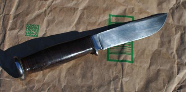 Ka-Bar Union Cutlery Seabee Boy Scout Knife Mirror Polish Factyory Edge Original SheathStacked Leath Ka-Bar Union Cutlery Seabee Boy Scout Knife Mirror Polish Factyory Edge Original SheathStacked Leath