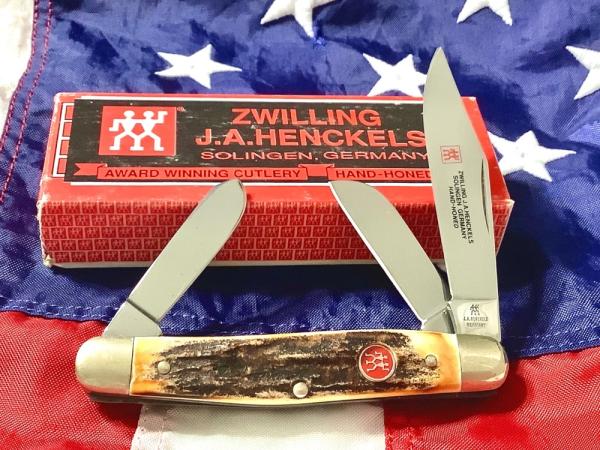 Vintage J A Henckels Stockman (HK-3-S) 4" Knife w/ Great Stag Handles -NOS & M/NM Vintage J A Henckels Stockman (HK-3-S) 4" Knife w/ Great Stag Handles -NOS & M/NM